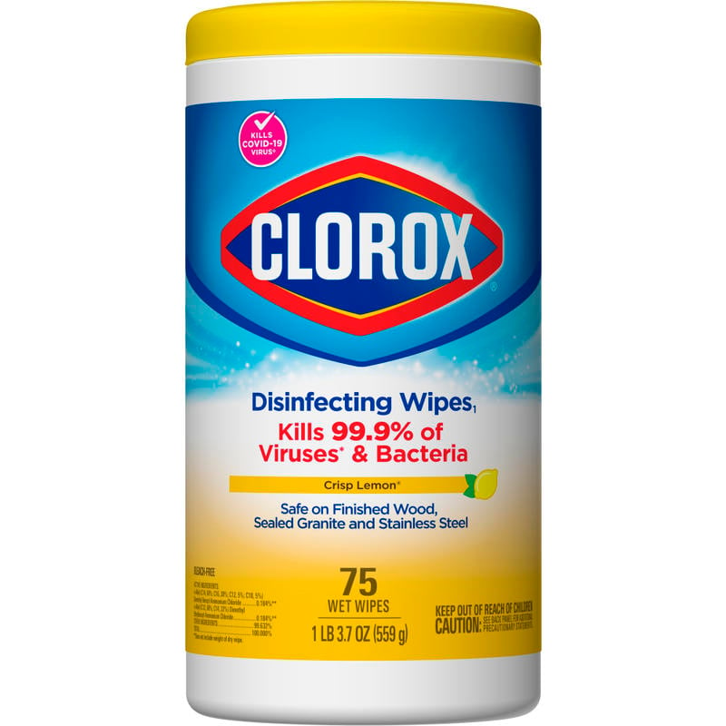 Clorox Disinfecting Wipes, Bleach Free Cleaning Wipes - Crisp Lemon - 75 Count (Min Order Qty 7) MPN:01628EA