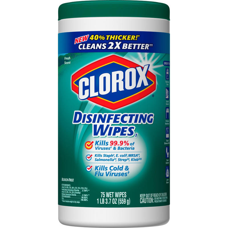 Clorox Disinfecting Wipes, Bleach-Free Cleaning Wipes - For Multipurpose - Fresh Scent - 75 / Canister - 480 / Pallet - Bleach-free, Pre-moistened - White MPN:01656PL