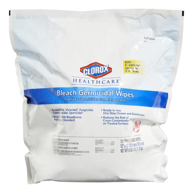 Clorox Healthcare Bleach Germicidal Wipes Refill - Ready-To-Use Wipe - 110 / Bag - 1 Each - White (Min Order Qty 2) MPN:30359