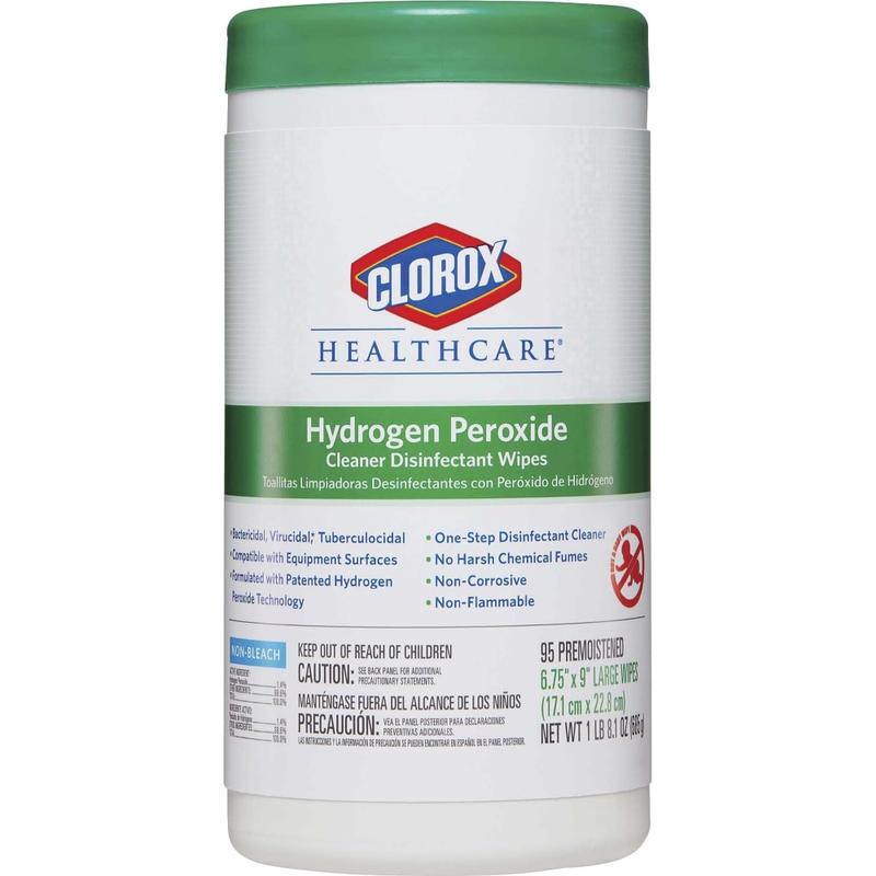 Clorox Healthcare Hydrogen Peroxide Cleaner Disinfectant Wipes - 95 / Canister - 6 / Carton - Pre-moistened, Disinfectant, Deodorize, Anti-bacterial - White (Min Order Qty 2) MPN:30824CT