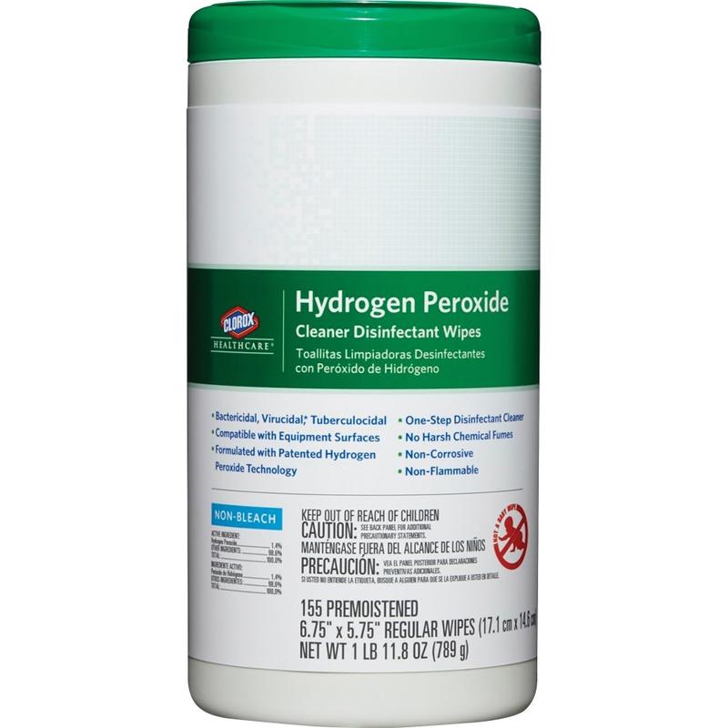 Clorox Healthcare Hydrogen Peroxide Cleaner Disinfectant Wipes - Wipe - 155 / Canister - 6 / Carton - White MPN:30825CT