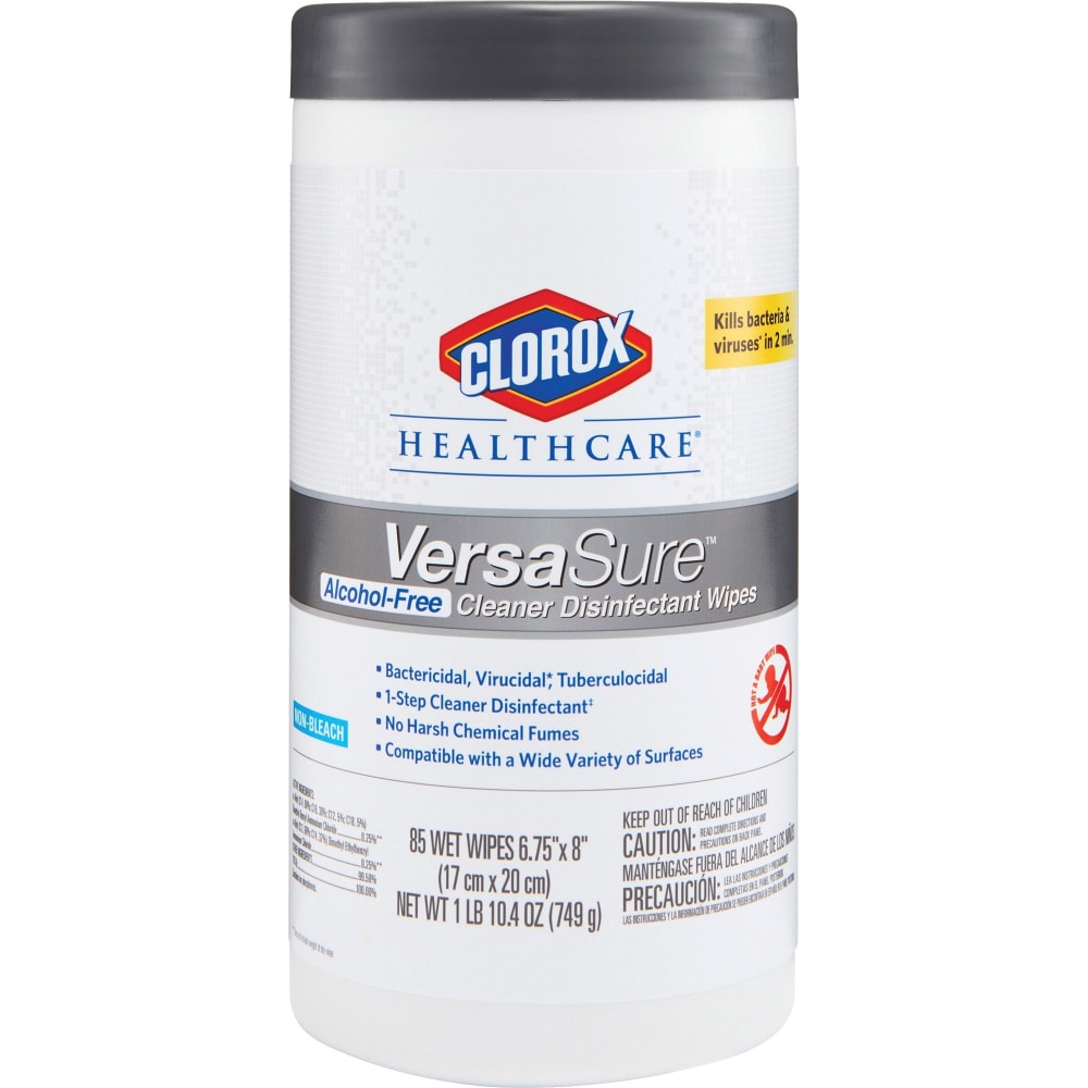 Clorox Healthcare VersaSure Cleaner Disinfectant Wipes - Wipe - 6.75in Width x 8in Length - 85 / Canister - 450 / Pallet - White MPN:31757PL