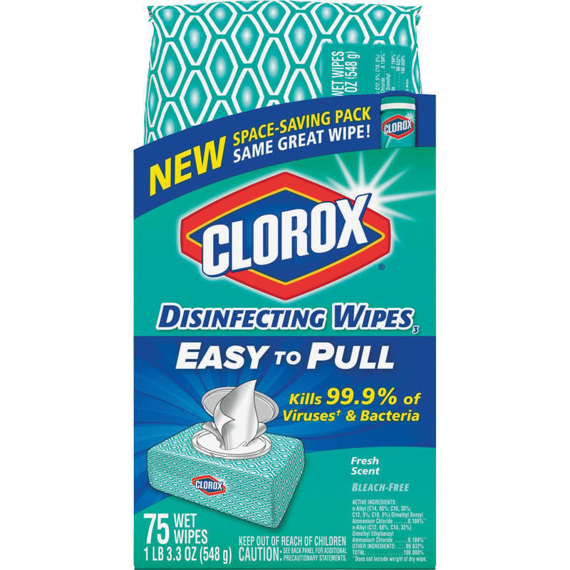 Clorox Disinfecting Wipes, Fresh Scent, 3.3 Oz, White, Pack Of 75 Wipes (Min Order Qty 8) MPN:CLO31430