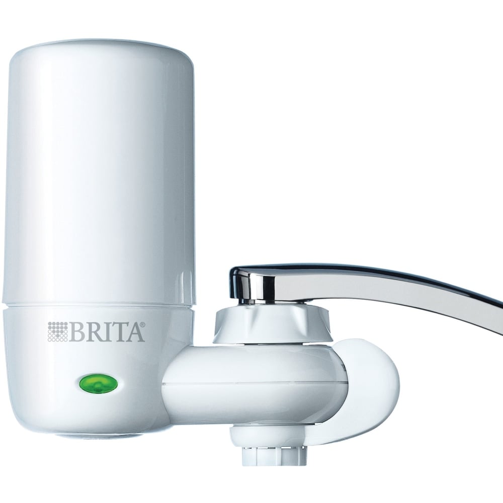 Brita Complete Water Faucet Filtration System with Light Indicator - Faucet - 100 gal Filter Life (Water Capacity) - 4 / Carton - White, Blue MPN:42201CT