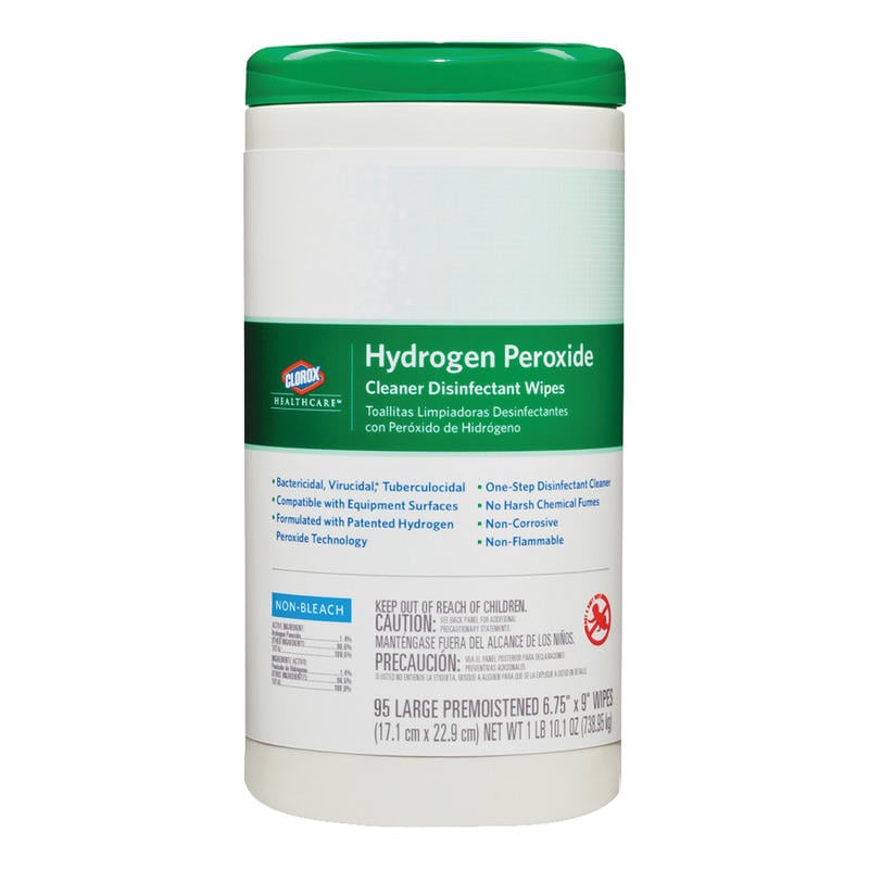 Clorox Healthcare Hydrogen Peroxide Disinfecting Wipes, 9in x 6 3/4in, Canister Of 95 Wipes (Min Order Qty 2) MPN:30824