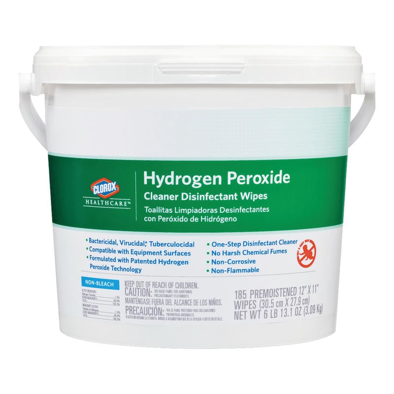 Clorox Healthcare Hydrogen Peroxide Disinfecting Wipes, 11in x 12in, Canister Of 185 Wipes (Min Order Qty 2) MPN:30826