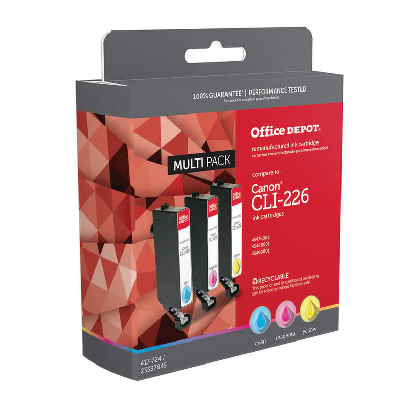 Office Depot Brand Remanufactured Cyan, Magenta, Yellow Ink Cartridge Replacement For Canon CLI-226, Pack Of 3 (Min Order Qty 4) MPN:ODCLI226CMY