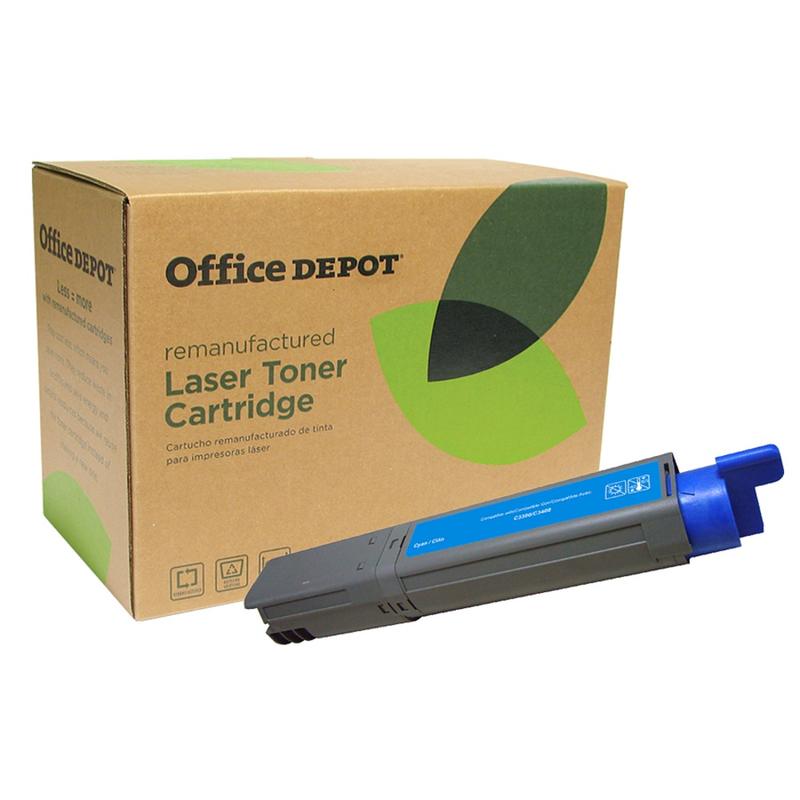 Office Depot Remanufactured Cyan Toner Cartridge Replacement For OKI 43459303, OD3400C MPN:OD3400C