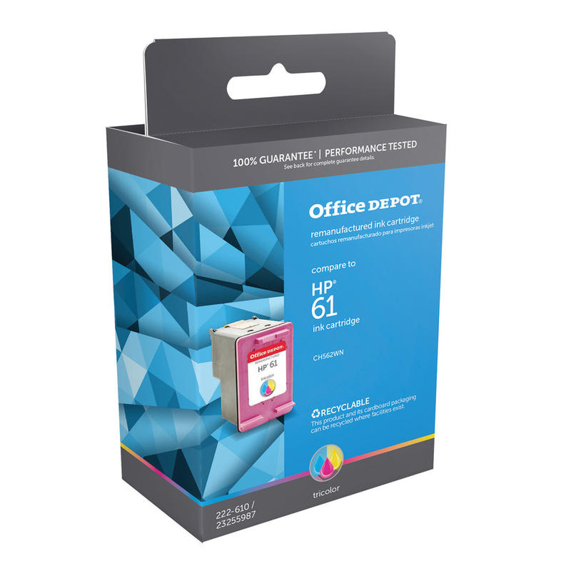 Office Depot Brand Remanufactured Tri-Color Ink Cartridge Replacement For HP 61 (Min Order Qty 3) MPN:OD562WN