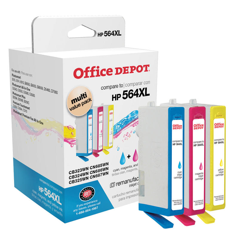 Office Depot Remanufactured Cyan; Magenta; Yellow High-Yield Ink Cartridge Replacement For HP 564XLCMY, Pack Of 3 (Min Order Qty 3) MPN:OD564XLCMY-C