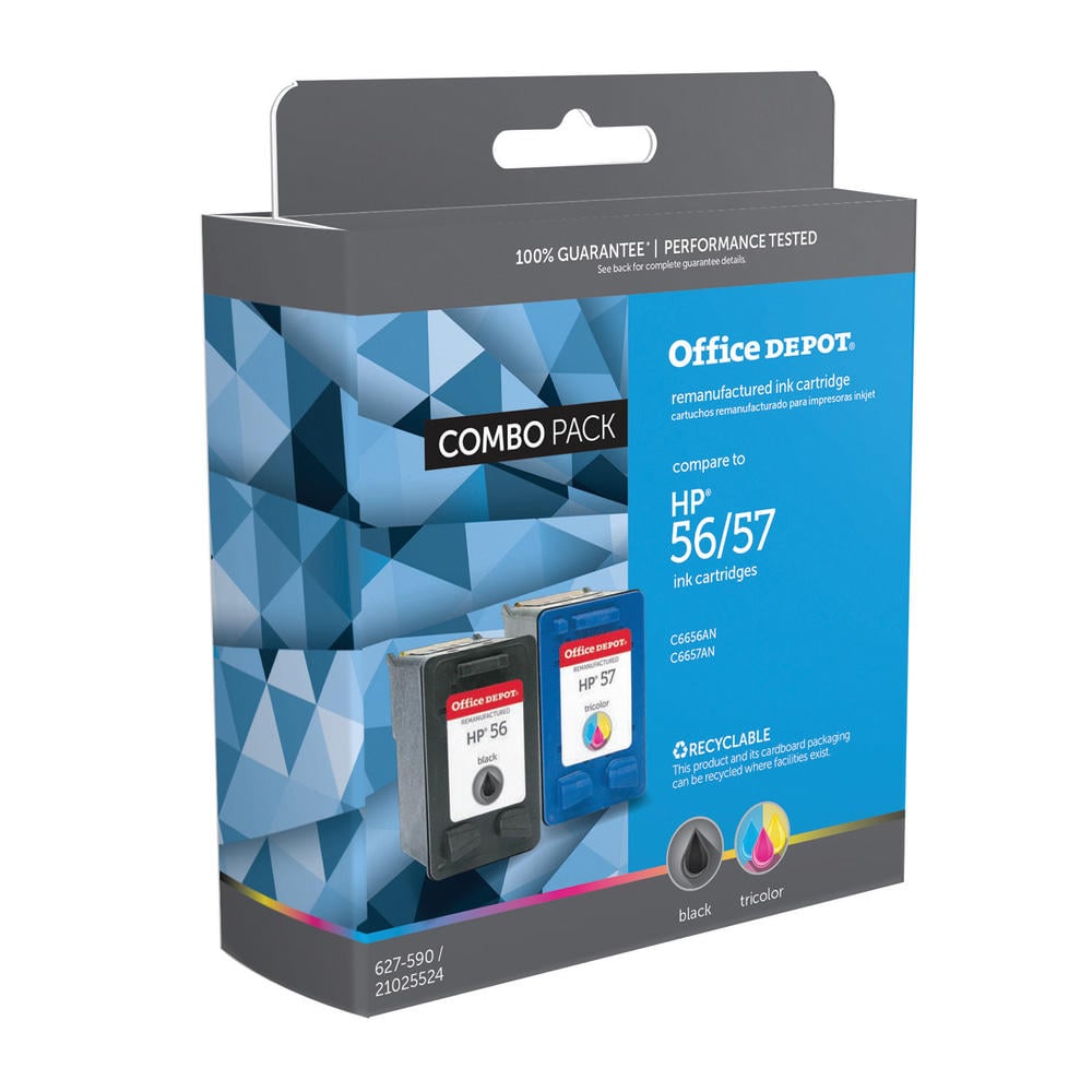 Office Depot Brand Remanufactured Black And Tri-Color Ink Cartridge Replacement For HP 56, 57, Pack Of 2 (Min Order Qty 2) MPN:OD5657