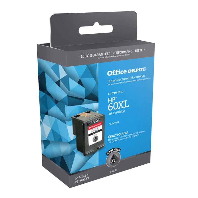 Office Depot Remanufactured Black High-Yield Ink Cartridge Replacement For HP 60XL, OD60XLK (Min Order Qty 4) MPN:OD60XLK