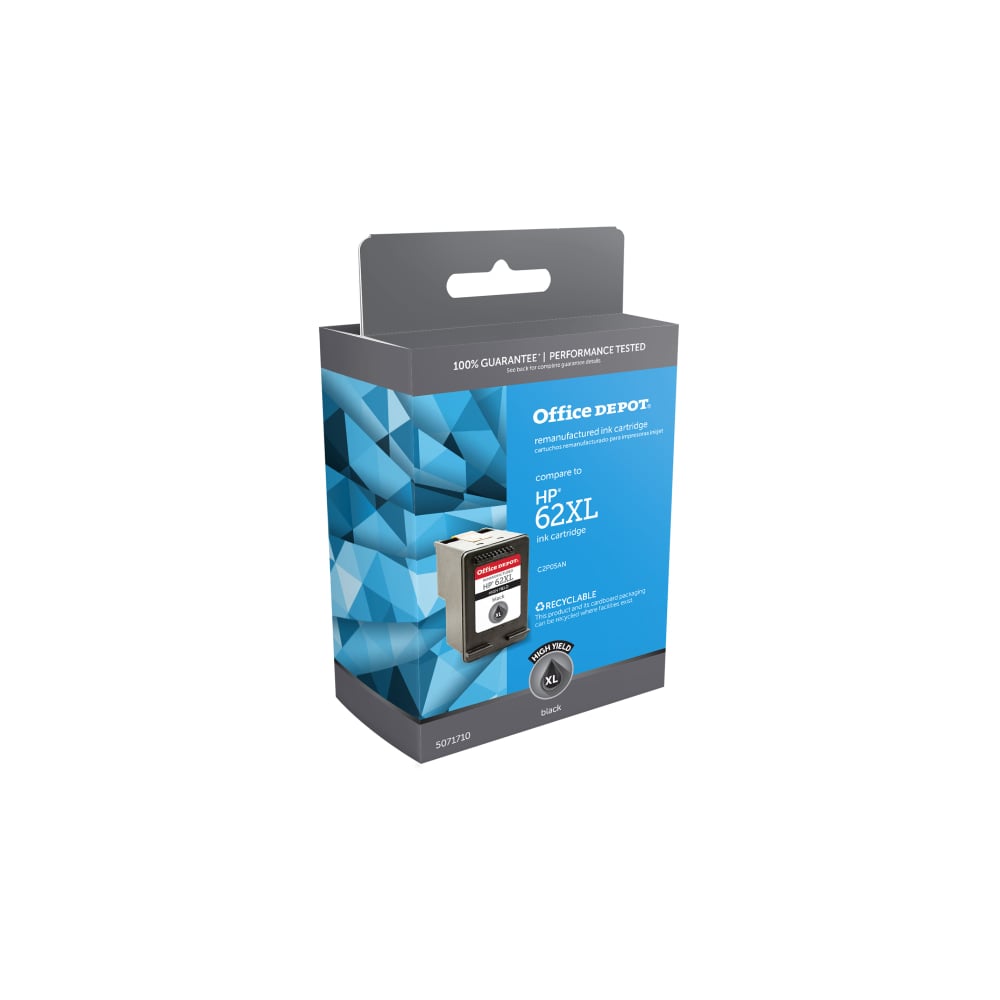 Office Depot Remanufactured Black High-Yield Ink Cartridge Replacement For HP 62XL (Min Order Qty 4) MPN:OD62XLBK