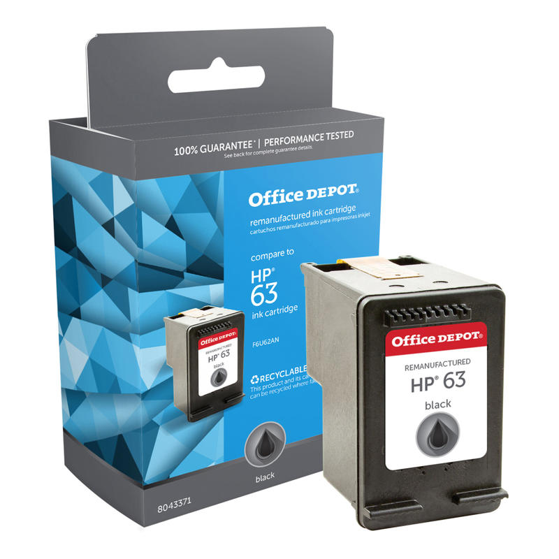 Office Depot Brand Remanufactured Black Ink Cartridge Replacement For HP 63 (Min Order Qty 5) MPN:OD63B