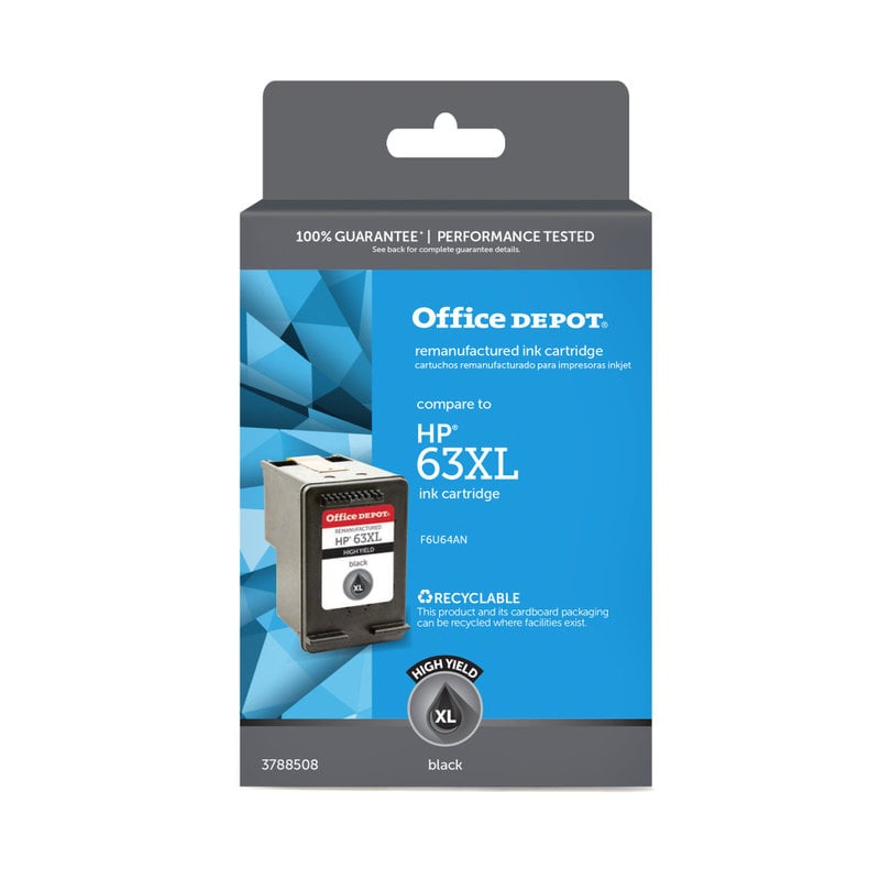 Office Depot Remanufactured Black High-Yield Ink Cartridge Replacement For HP 63XL (Min Order Qty 3) MPN:OD63XLBK