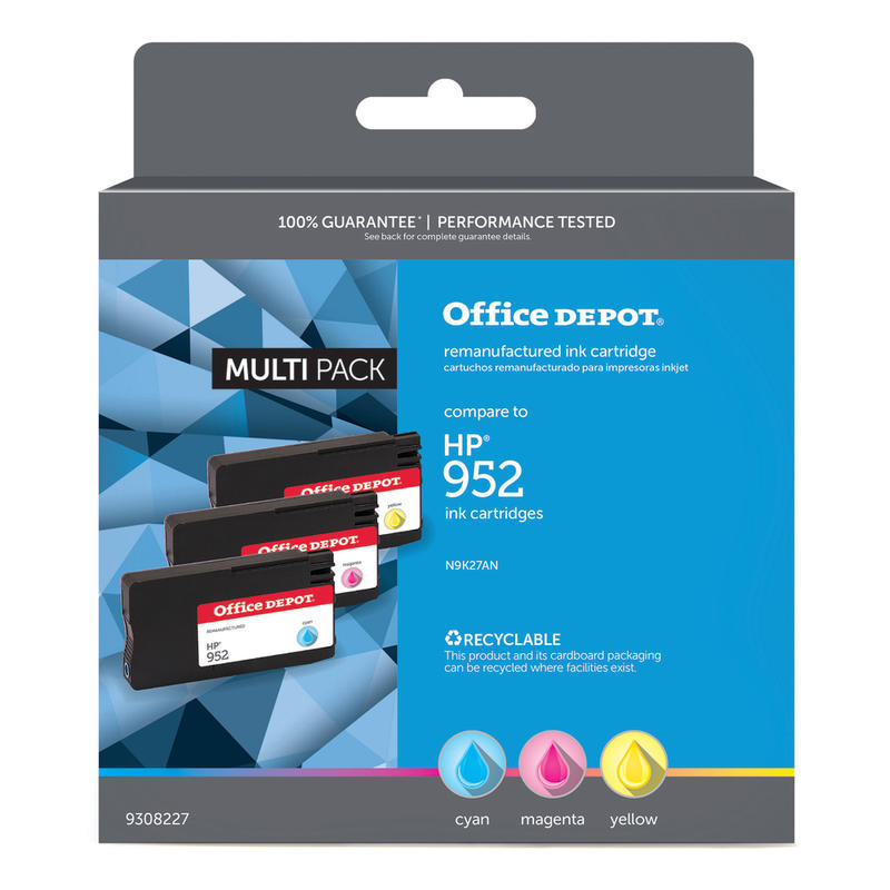 Office Depot Brand Remanufactured Cyan, Magenta, Yellow Ink Cartridge Replacement For HP 952, Pack Of 3, OD952CMYMN (Min Order Qty 2) MPN:OD952CMYMNV3