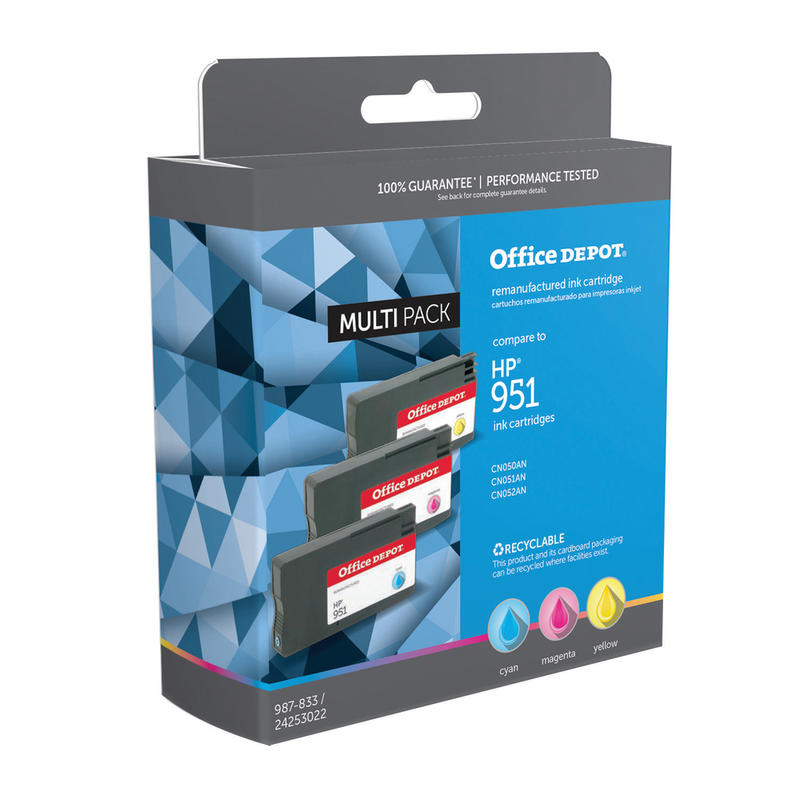 Office Depot Brand Remanufactured Cyan, Magenta, Yellow Ink Cartridge Replacement For HP 951, Pack Of 3 (Min Order Qty 2) MPN:ODHP951CLR