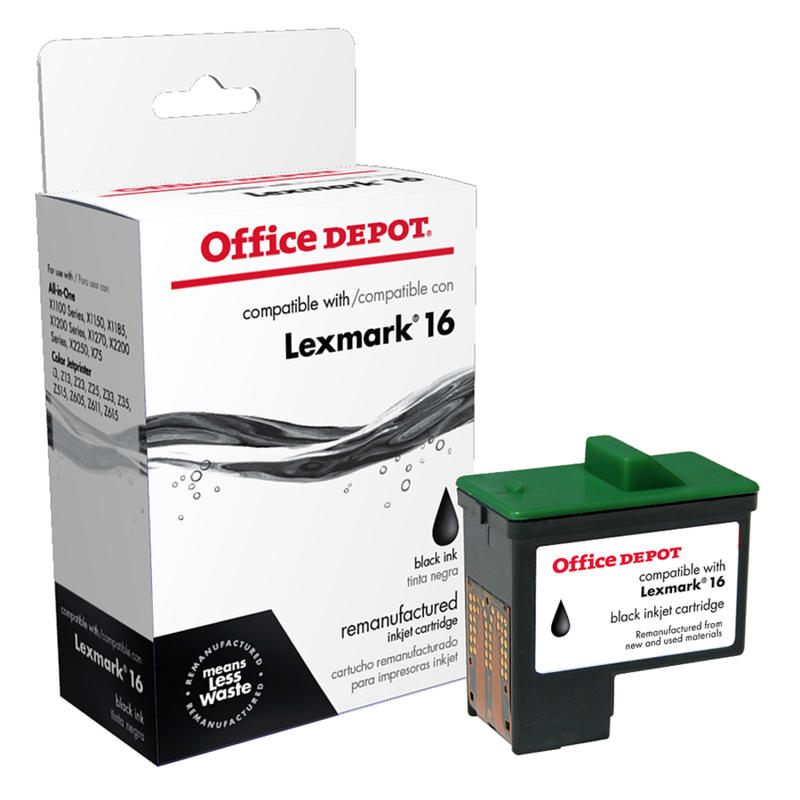 Office Depot Brand Remanufactured Black Ink Cartridge Replacement For Lexmark 16, L16 (Min Order Qty 3) MPN:ODL16