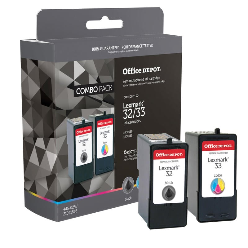 Office Depot Brand Remanufactured Black And Tri-Color Ink Cartridge Replacement For Lexmark 32, 33, Pack Of 2, ODL32, 33 (Min Order Qty 2) MPN:ODL3233