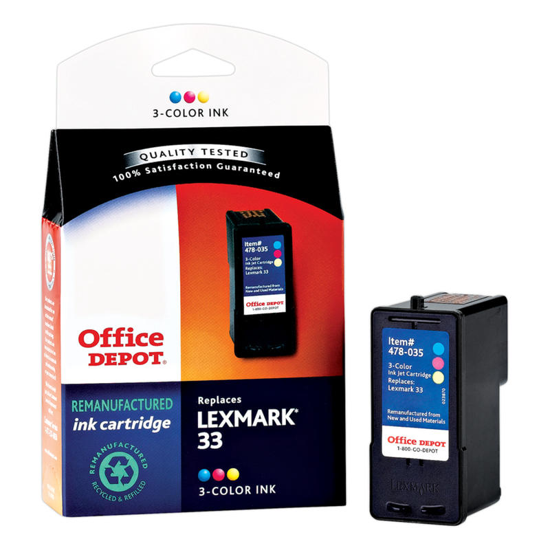 Office Depot Brand Remanufactured Tri-Color Ink Cartridge Replacement For Lexmark 33, L33 (Min Order Qty 2) MPN:ODL33