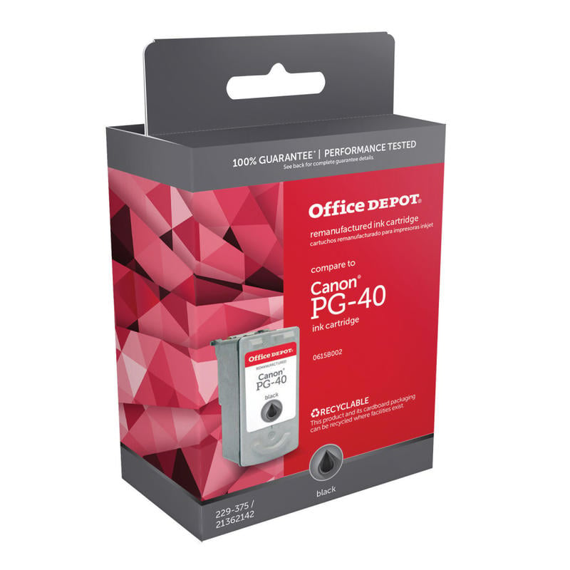 Office Depot Brand Remanufactured Black Ink Cartridge Replacement For Canon PG-40, ODPG40 (Min Order Qty 5) MPN:ODPG40