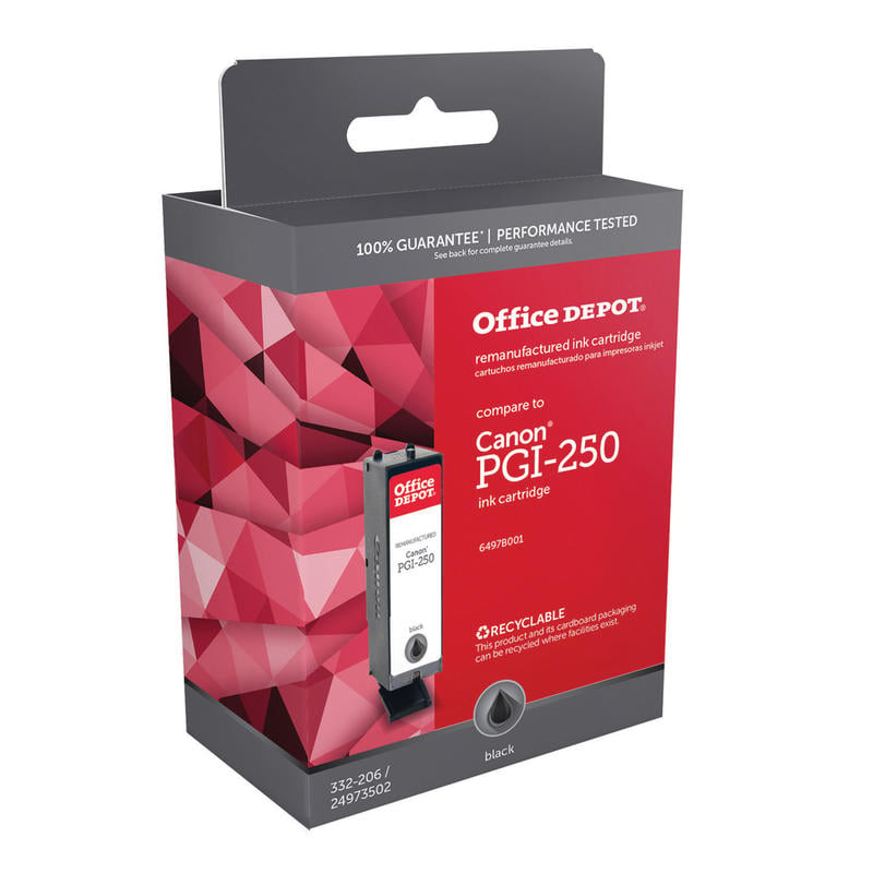 Office Depot Brand Remanufactured Black Ink Cartridge Replacement For Canon PGI-250, ODPGI250B (Min Order Qty 6) MPN:ODPGI250B