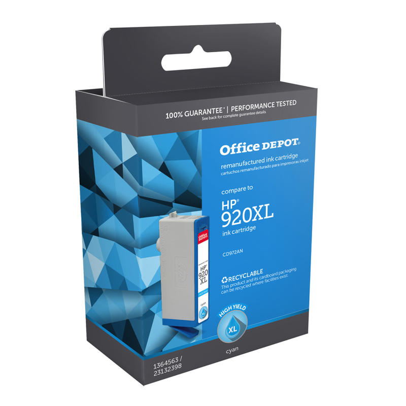 Office Depot Remanufactured Cyan High-Yield Ink Cartridge Replacement For HP 920XL, OM05044 (Min Order Qty 5) MPN:OM05044