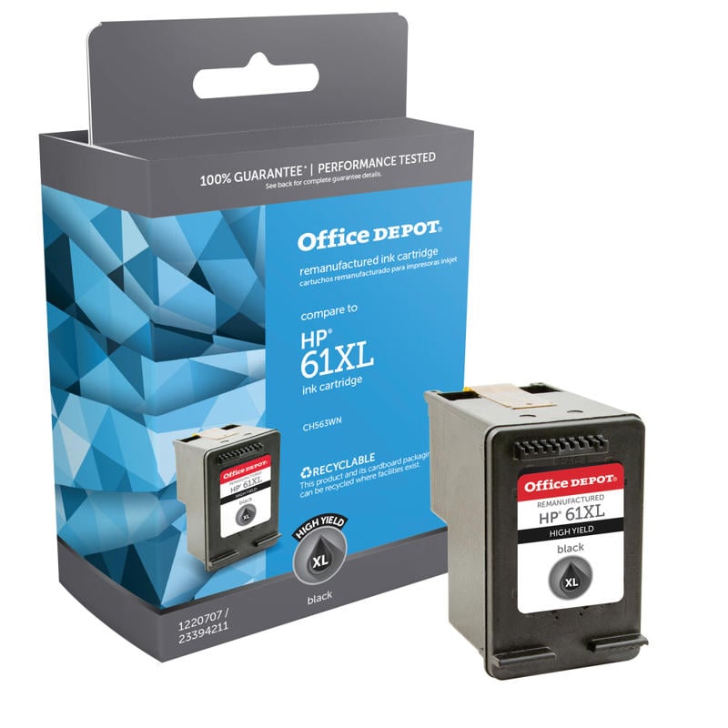 Office Depot Remanufactured Black High-Yield Ink Cartridge Replacement For HP 61XL, CH563WN, OM05850 (Min Order Qty 4) MPN:OM05850