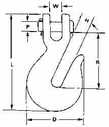 1/2 Inch Chain Diameter, Grade 80 Clevis Hook MPN:M808A