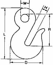 16,200 Lb Capacity, Chain Grade 43, Carbon Steel Eye Hook MPN:71793