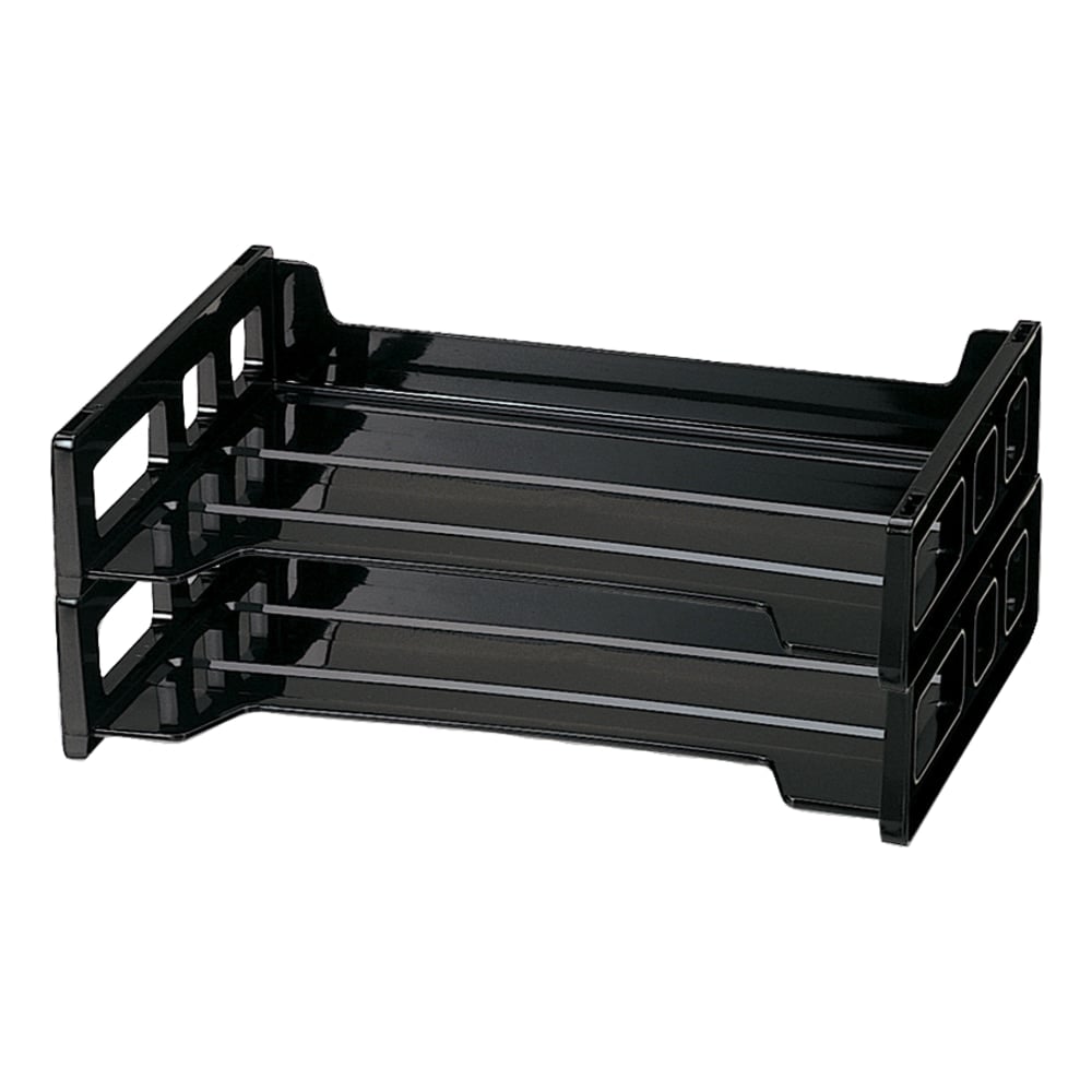 OIC Side-Loading Plastic Stackable Desk Trays, Black, Pack Of 2 (Min Order Qty 6) MPN:21022