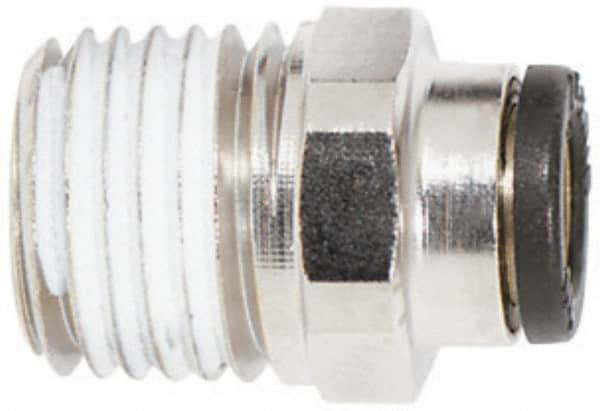 Push-to-Connect Tube Fitting: Connector, #10-32 Thread, 1/8