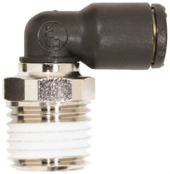 Push-to-Connect Tube Fitting: Male Swivel Elbow, 1/8