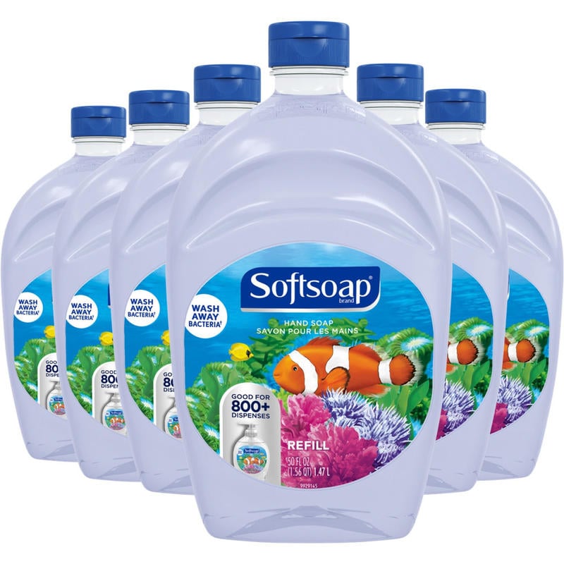 Softsoap Aquarium Soap Refill - Fresh Scent - 50 fl oz (1478.7 mL) - Flip Top Bottle Dispenser - Dirt Remover, Bacteria Remover - Hand - Clear - 6 / Carton (Min Order Qty 2) MPN:05262CT