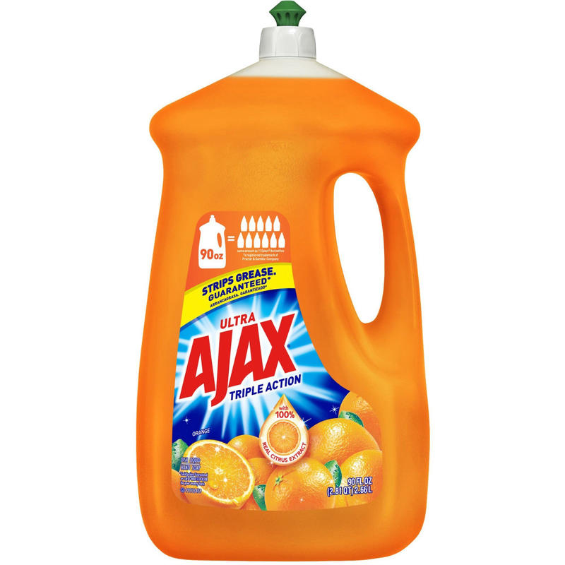 AJAX Triple Action Dish Soap - 90 fl oz (2.8 quart) - Orange Scent - 4 / Carton - Pleasant Scent, Phosphate-free, Kosher-free - Orange (Min Order Qty 2) MPN:149874CT