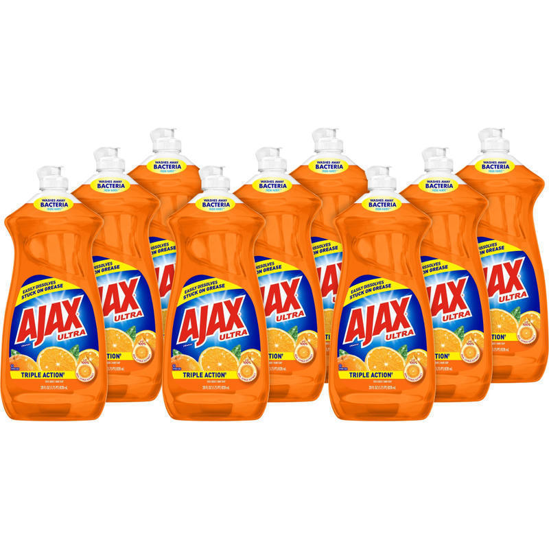 AJAX Ultra Triple Action Liquid Dish Soap - Liquid - 28 fl oz (0.9 quart) - Citrus Scent - 9 / Carton - Orange (Min Order Qty 2) MPN:44678CT