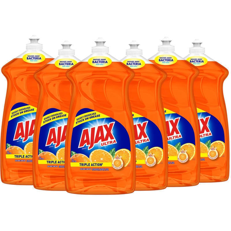 AJAX Triple Action Orange Dish Liquid - 52 fl. oz. Bottles - Liquid - 52 fl oz (1.6 quart) - 6 / Carton - Orange (Min Order Qty 2) MPN:49860CT