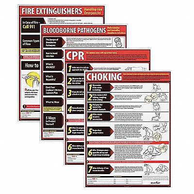 Poster Kit Eng Fire Ext/CPR/BBP/Choking MPN:WR0242