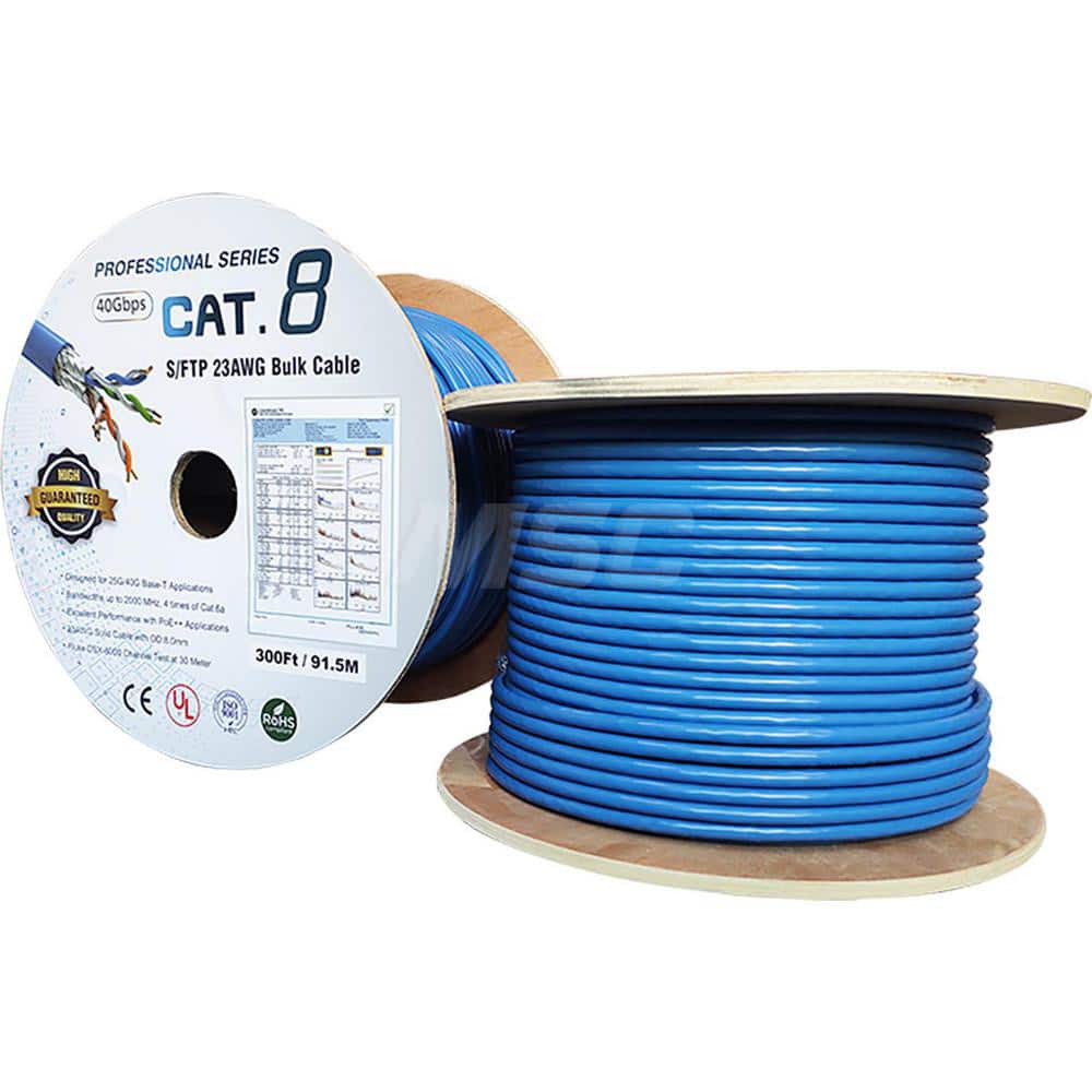 Ethernet Cable: Cat8, 23 AWG, 2,000 MHz, Double Shielded & Braid MPN:L8S23-300BLU