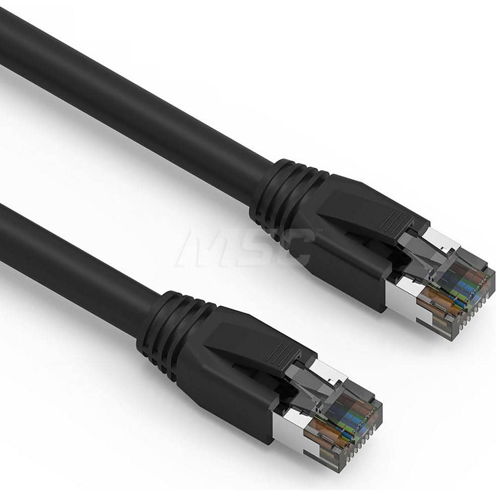Ethernet Cable: Cat8, 24 AWG, 2,000 MHz, Double Shielded & Braid MPN:L8S24-07BLK