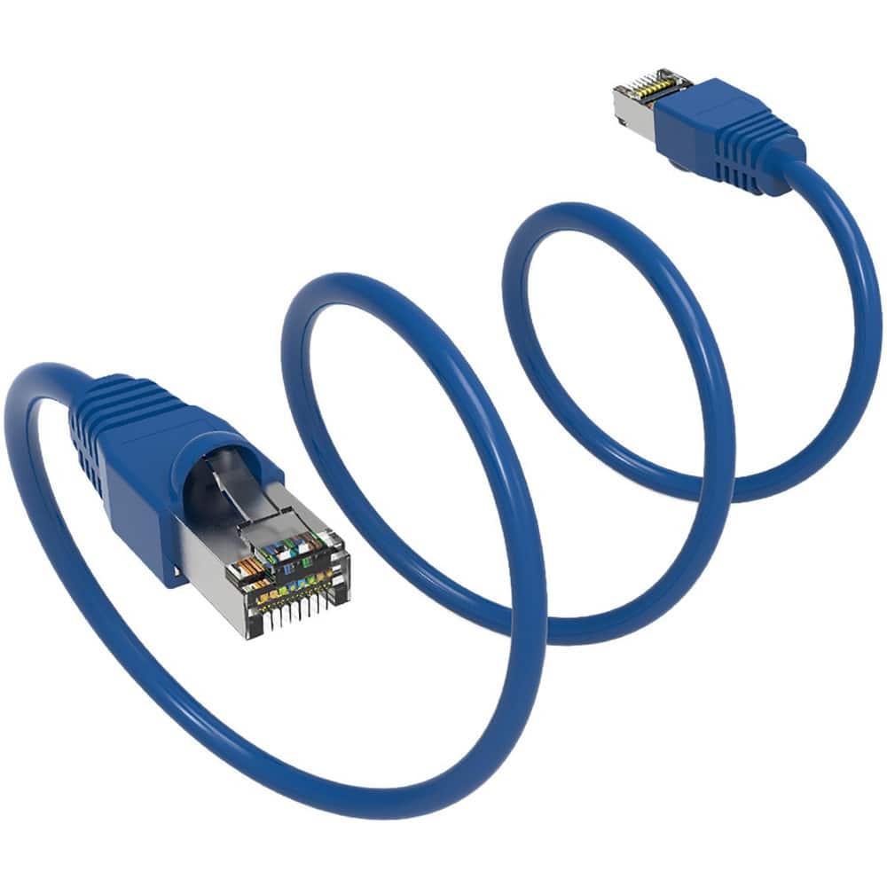 Network & Ethernet Cable, Wire Type: Cat6a , Wire Size: 26.000 , Shield Type: Shielded , Transmission Speed: 550MHz , Color: Blue  MPN:MRJ-L6AS-100BL