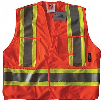 Safety Vest Orange/Red S/M Hook-and-Loop MPN:491T06