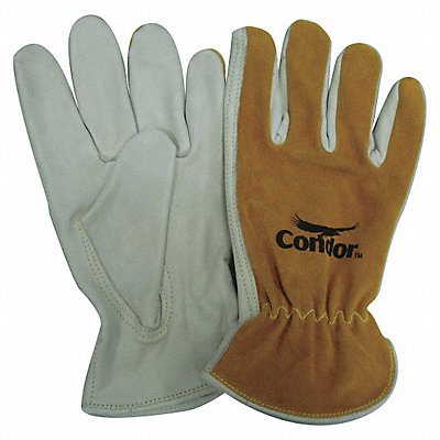 H6336 Leather Gloves Brown/White S PR MPN:29JV30