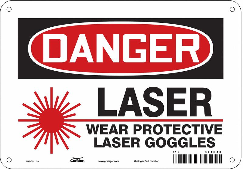 Laser Warning Sign 7 in x 10 in Aluminum MPN:451R43