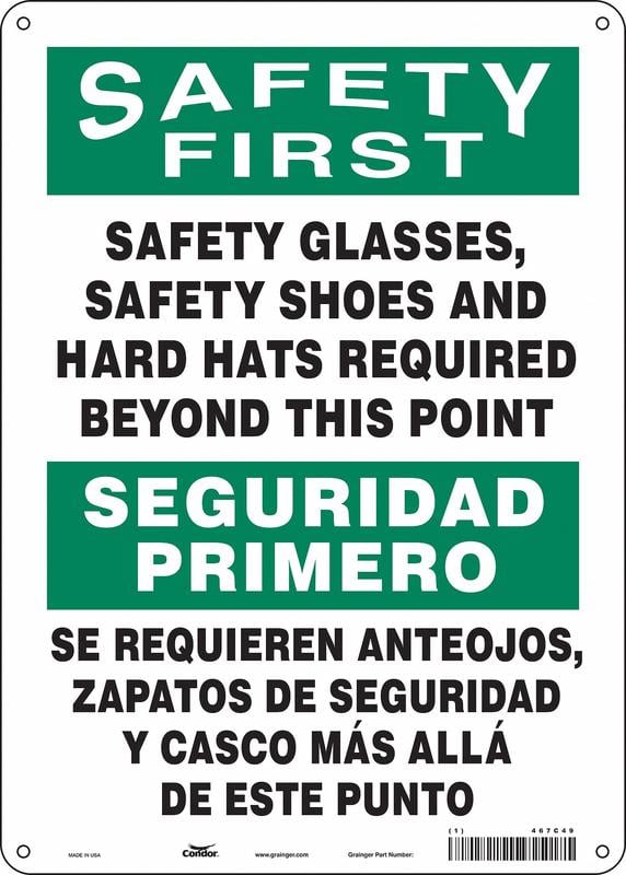 Safety Sign 14 inx10 in Aluminum MPN:467C49