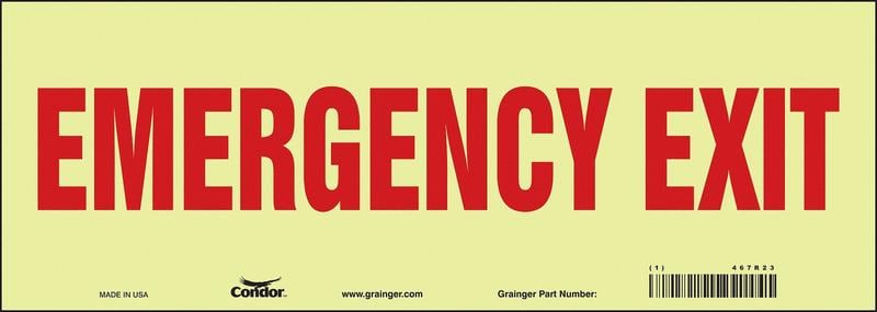 Safety Sign 5 in x 14 in Glow Vinyl MPN:467R23