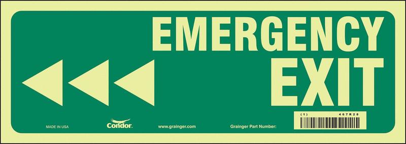 Safety Sign 5 in x 14 in Glow Vinyl MPN:467R28