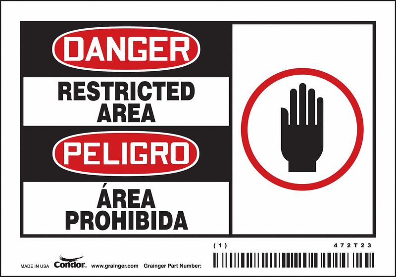 Safety Sign 3.5in x 5in Vinyl PK5 MPN:472T23