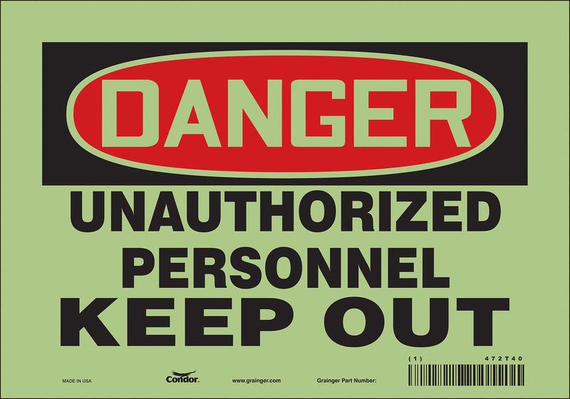 Safety Sign 14 inx10 in Glow Vinyl MPN:472T40