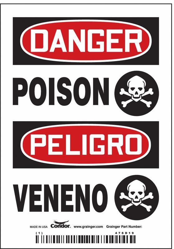 Safety Sign 5in x 3.5in Vinyl MPN:476D19